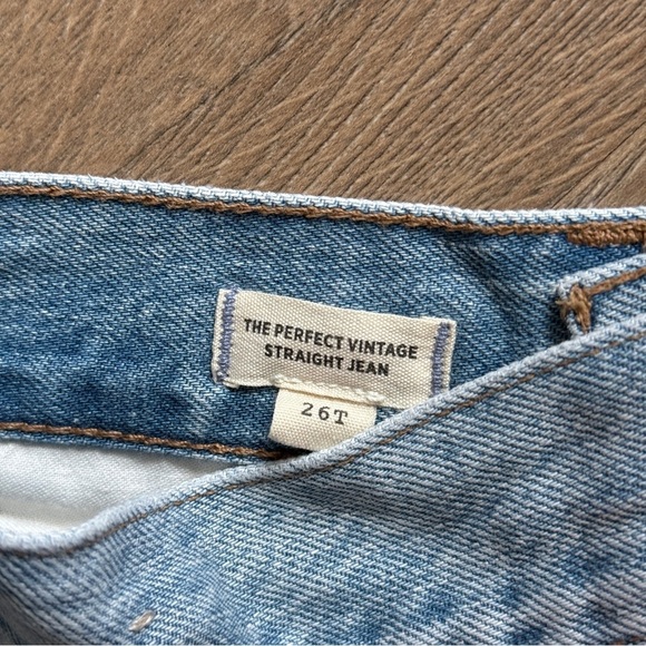 Madewell The Perfect Vintage Straight Leg Light Blue Distressed Jeans size 26T - Picture 5 of 5